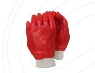 PVC RED GLOVE KNIT WRIST