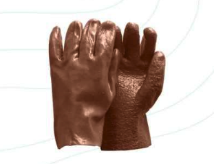 PVC ROUGH PALM BROWN HEAVY DUTY GLOVE 27CM